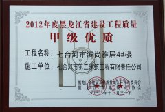 2012年滨尚雅居4#楼甲级优质奖